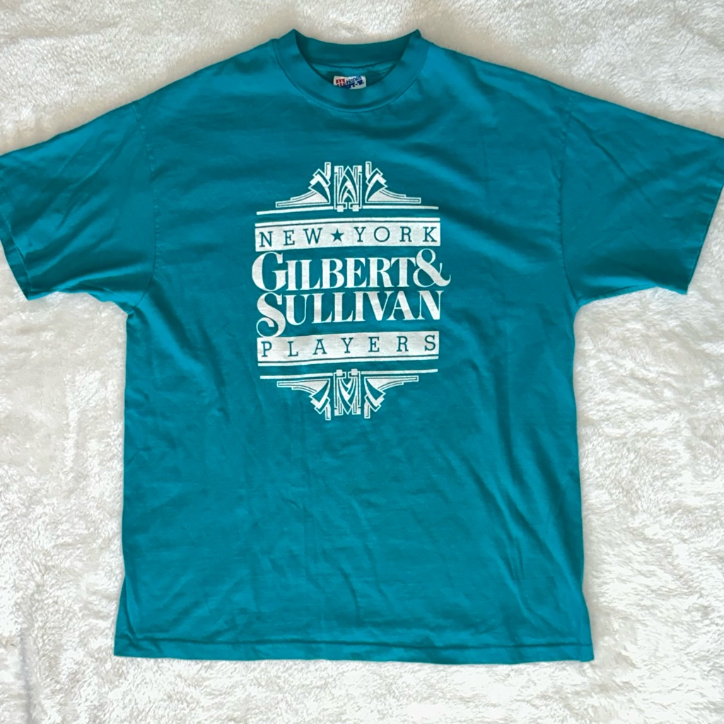 Vintage 90s New York Gilbert  Sullivan Players Music Opera Teal Graphic TShirt